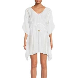 NWT Eco Women’s White Sheer V-Neck Cover-Up Dress One Size